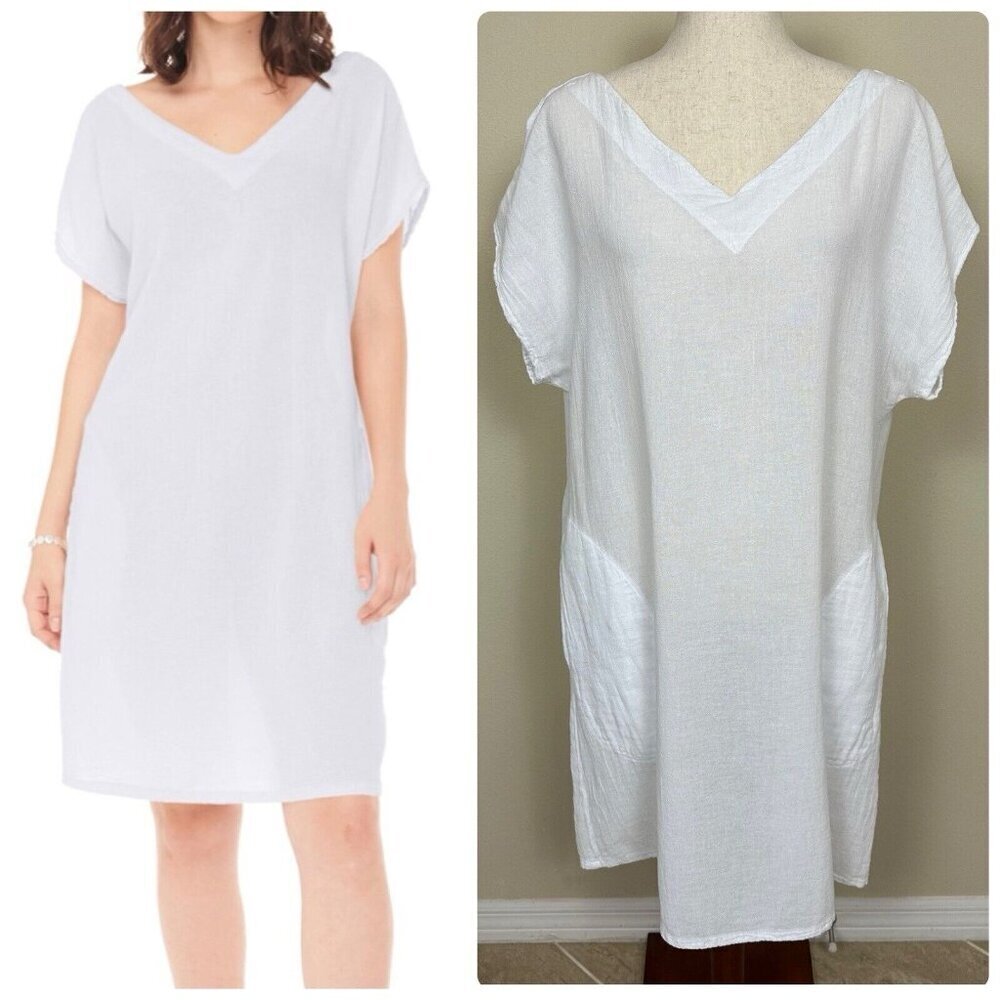 Oh My Gauze Dress Size 1 S/M Small Medium White Cotton Beach Cover Up Lagenlook